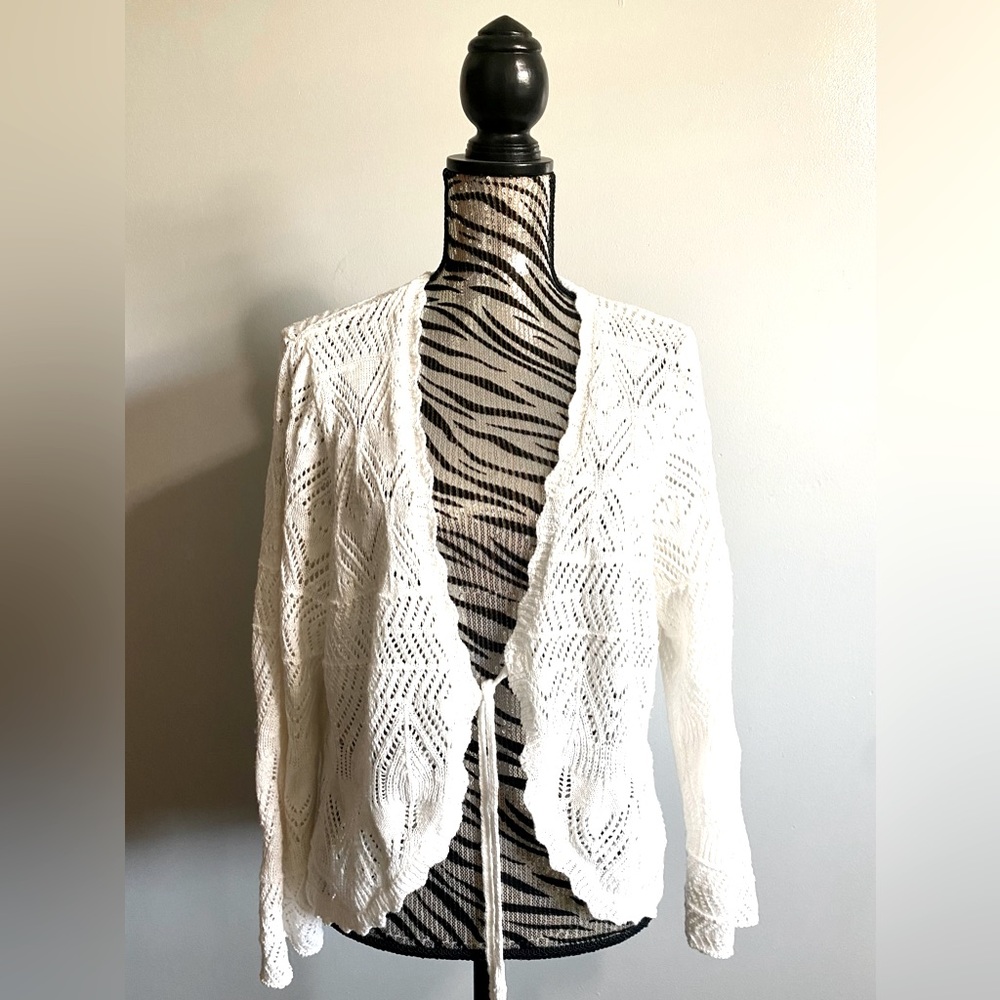 Torrid Pointelle Tie Front Shrug Sweater